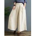 Women Floral Pattern Elastic Waist Casual Wide Leg Pants With Pocket