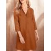 Solid Lapel 3 4 Sleeve Dress For Women