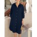 Solid Pocket Lapel Long Sleeve Casual Shirt Dress