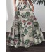 Women 100  Cotton Plant Floral Print High Waist Bohemia Maxi Skirts