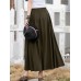 Leisure Solid Ruched Pocket Maxi Skirt