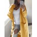 Women Knitting Solid Color Open Front Pocket Faux Woolen Cardigans