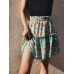 Ethnic Women Elastic Waist Floral Ruffle Pleated Printed Mini Short Skirts