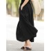 Casual Solid Elastic Waist Pleated Spliced Cotton Skirt For Women