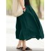 Casual Solid Elastic Waist Pleated Spliced Cotton Skirt For Women