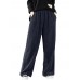 Women Corduroy Elastic Waist Side and Back Pockets Retro Europe Solid Pants