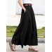 Leisure Solid Button Ruched Zip Pocket Casual Maxi Skirt