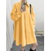 Solid Long Sleeve Lapel Button Front Casual Shirt Dress