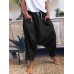 Women Baggy Peplum Loose Fitting Solid Color Elastic Waist Drawstring Pants