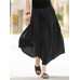 Casual Solid Elastic Waist Pleated Spliced Cotton Skirt For Women