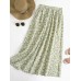 Leisure Floral Pleats Back Zipper Summer Skirts For Women