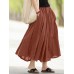 Casual Solid Elastic Waist Pleated Spliced Cotton Skirt For Women