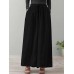 Women Casual Drawstring Waist Solid Color High Waist Wide Leg Pants With Pocket