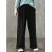 Women Corduroy Elastic Waist Side and Back Pockets Retro Europe Solid Pants