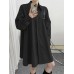 Solid Long Sleeve Lapel Button Front Casual Shirt Dress