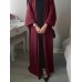 Women Vintage Solid Color Loose Casual Cardigan AbayaKaftan Long Sleeve Robe