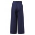 Women Solid Color Pleated OL High Waisted Wide Leg Pants With Pocket