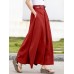 Leisure Solid Button Ruched Zip Pocket Casual Maxi Skirt