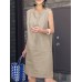 Solid Slit Hem Sleeveless Crew Neck Dress For Women