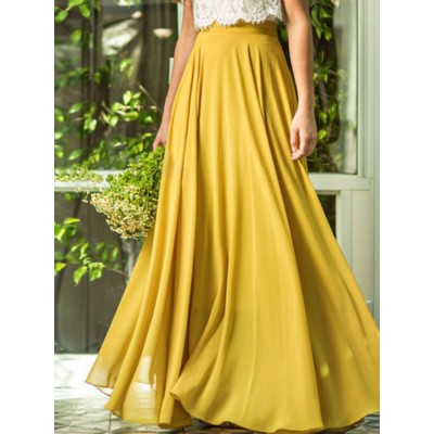 Women Solid Color Elegant Long Mesh Skirts