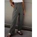 Women Zipper High Waist Pleated Side Pocket Casual Solid Pants