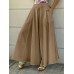 Solid Side Pockets Holiday Leisure Casual Trousers For Women