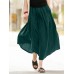 Casual Solid Elastic Waist Pleated Spliced Cotton Skirt For Women