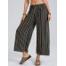 Striped Print Elastic Waist Wide Leg Lounge Pants For Women