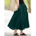 Casual Solid Elastic Waist Pleated Spliced Cotton Skirt For Women