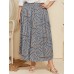 Print Elasitc Waist Pleated Plus Size Casual Skirt for Women