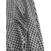 Women Mid  Calf Length Ruffle Pleated Irregular Hem Plaid Splicing Skirt