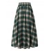 Women Plaid Pattern Long Style Calf Length Elastic Casual Skirts